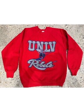 Vintage BVD UNLV Runnin' Rebels Red Crewneck Sweatshirt Men's Size Large